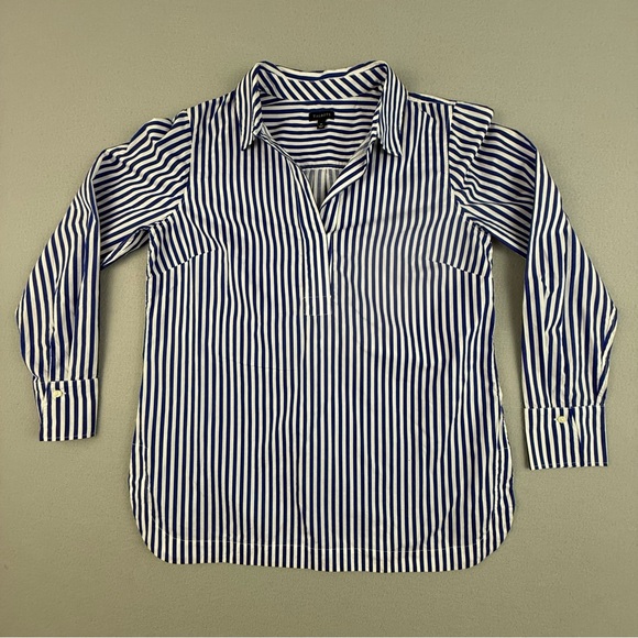 Talbots Tops - Talbots Shirt Women's‎ Medium Long Sleeve Pullover Stripe Blue White